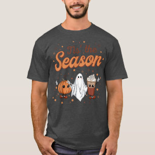 Camiseta Groovy Tis The Season Pumpkin Floral Ghost Hippie