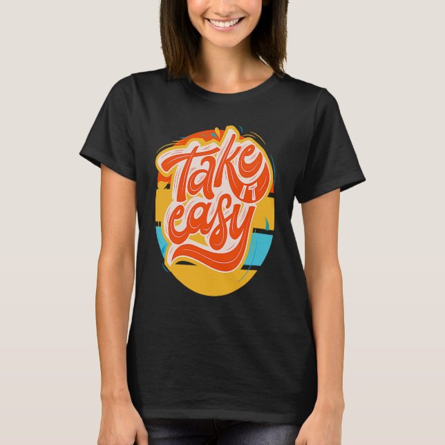 Camiseta Groovy u201CTake it easyu201D retro funky (Frente)
