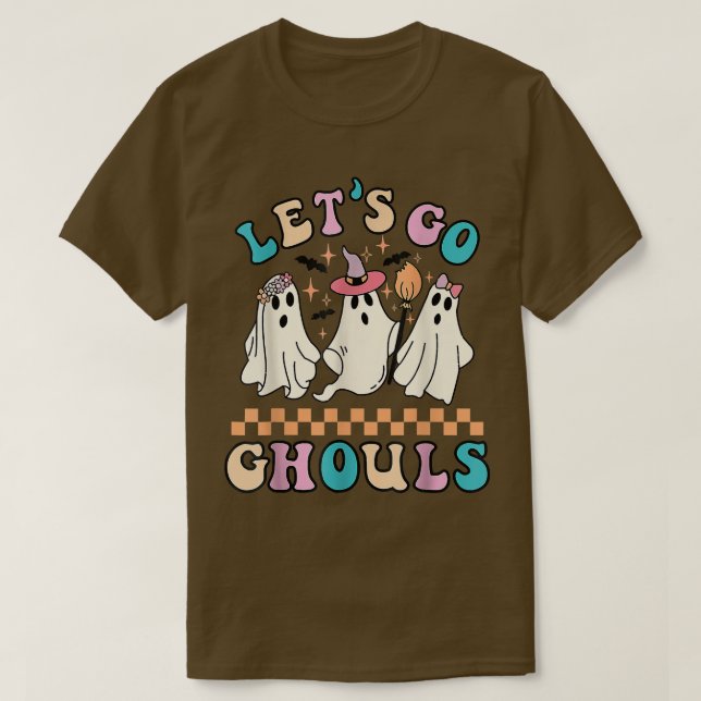 Camiseta Groovy Vamos Ghouls Cowboy Halloween Spooky Sea (Frente do Design)