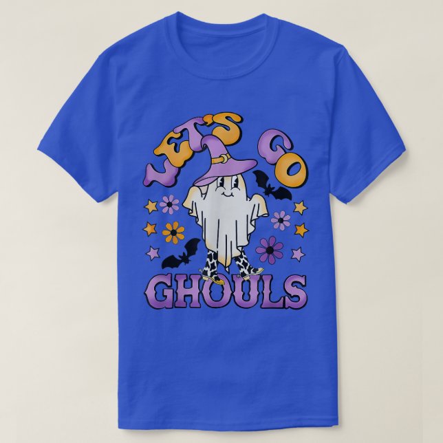Camiseta Groovy Vamos Go Ghouls Floral Ghost Hippie Hallowe (Frente do Design)