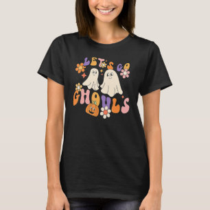 Camiseta Groovy Vamos Go Ghouls Floral Ghost Hippie Hallowe