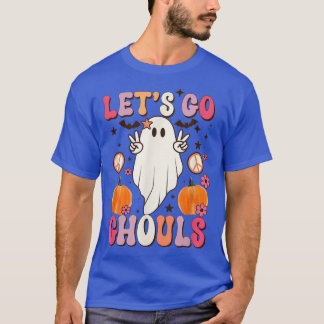 Camiseta Groovy Vamos Go Ghouls Floral Ghost Hippie Hallowe