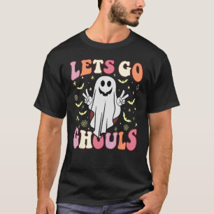 Camiseta Groovy Vamos Go Ghouls Floral Ghost Hippie Retro H