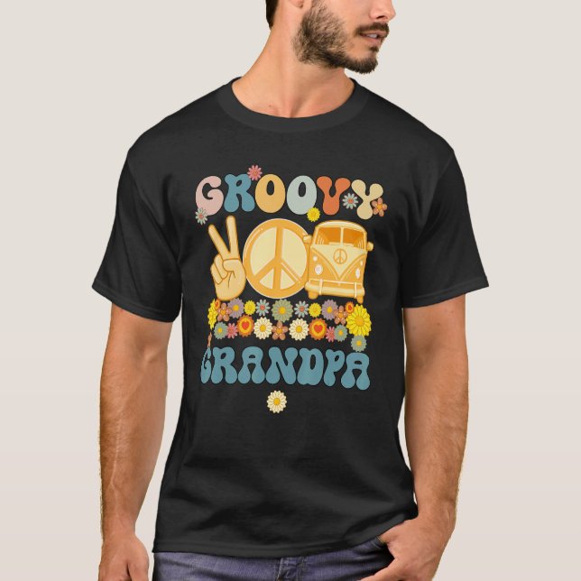 Camiseta Groovy Vovô Retro Correspondente Chá de fraldas F (Frente)