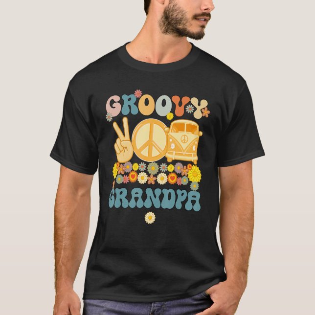 Camiseta Groovy Vovô Retro Correspondente Chá de fraldas F (Frente)