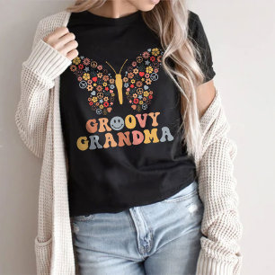 Camiseta Groovy Vovó T-Shirt,Borboleta Groovy