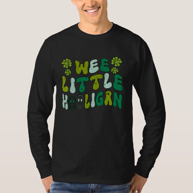 Camiseta Groovy WEE LITTLE HOOLIGAN Kids St Patrick s Day B (Frente)