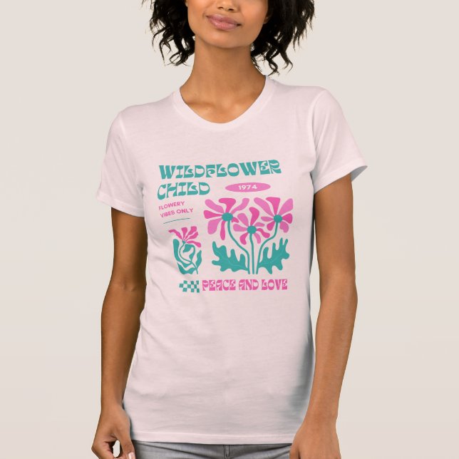 Camiseta Groovy Wildflower Retro Vibes (Frente)