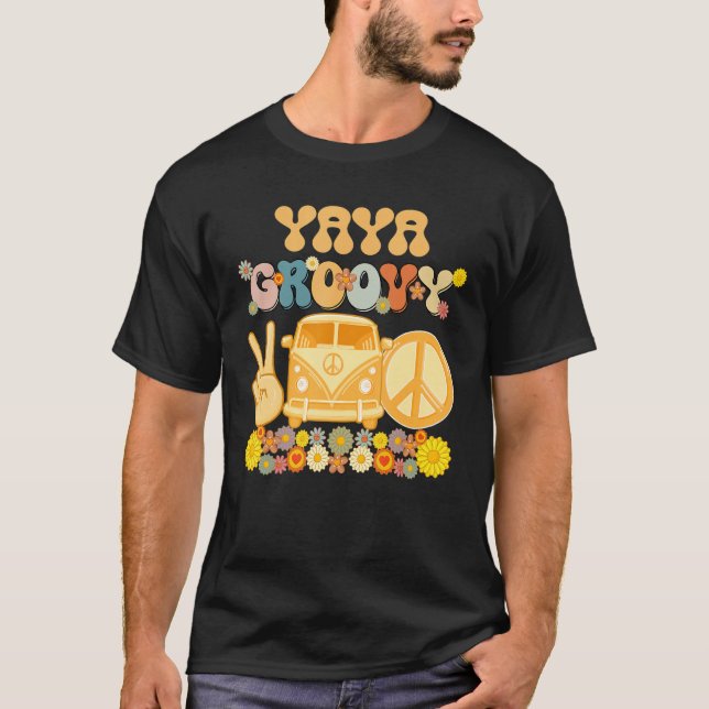 Camiseta Groovy Yaya Retro Correspondente à Chá de fraldas  (Frente)