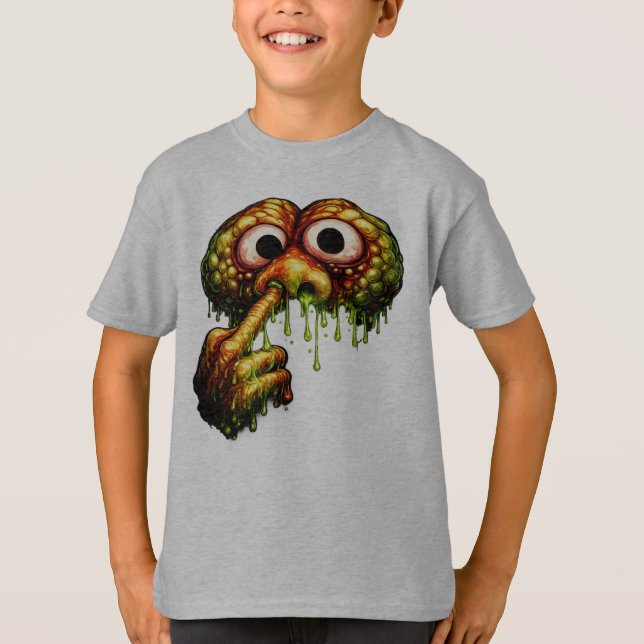 Camiseta Gross-Out Alien Nose Picking Slime (Frente)