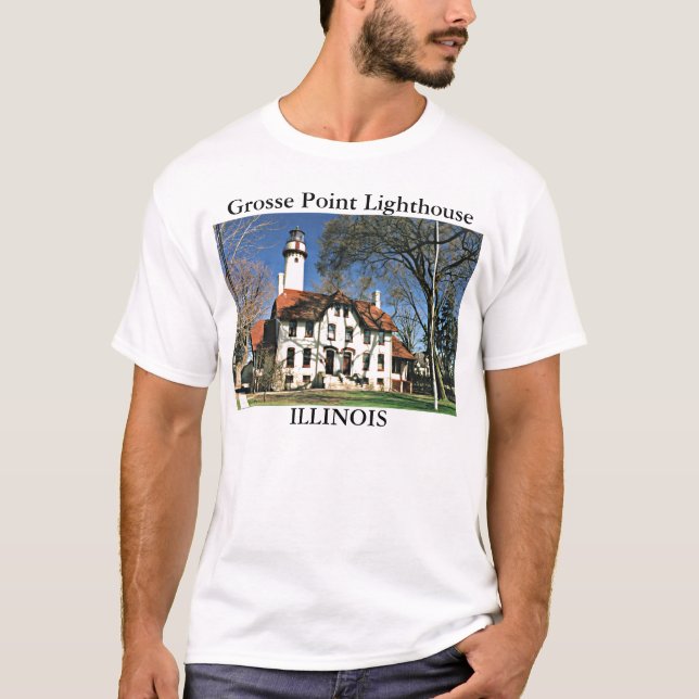 Camiseta Grosse Point Lighthouse, Illinois-T-Shirt (Frente)