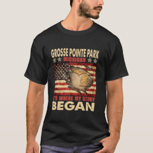 Camiseta Grosse Pointe Park Michigan USA Flag 4 De Julho L