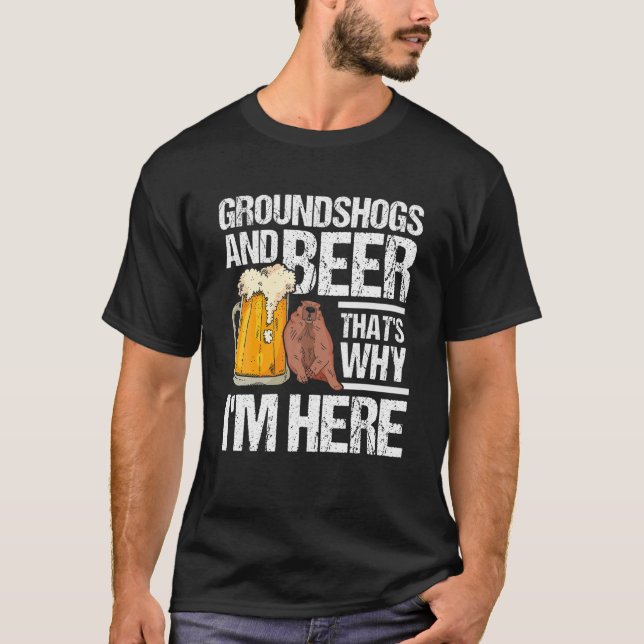 Camiseta Groundhog And Beer Groundhog Day Marmot Woodchuck (Frente)