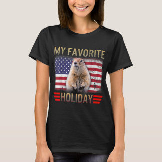 Camiseta Groundhog Day 2021 My Favorite Holiday USA Flag Wo