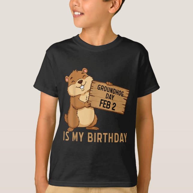Camiseta Groundhog Day February 2 Is My Birthday Happy Grou (Frente)