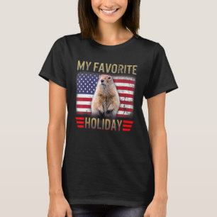 Camiseta Groundhog Day My Favorite Holiday USA Flag Cute Wo