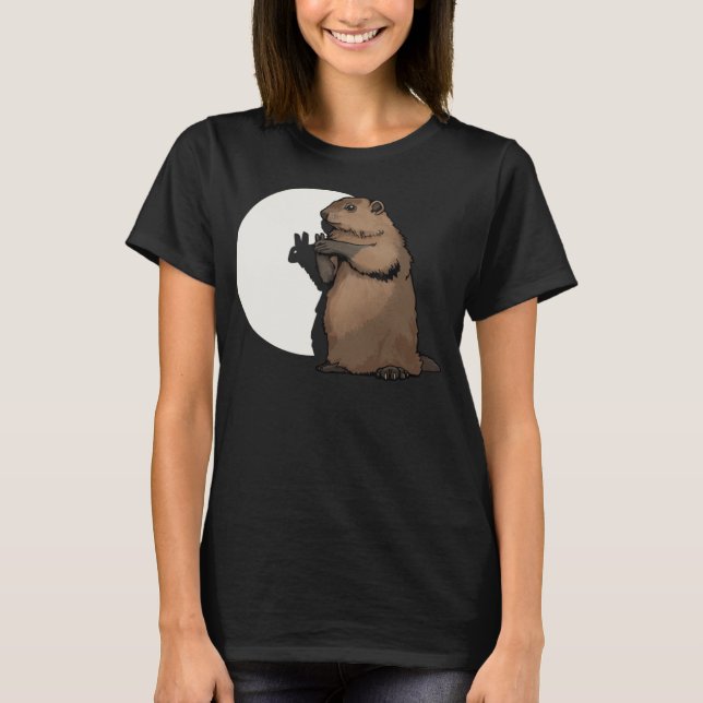 Camiseta Groundhog Day Shadow Puppet Engraçado Presente (Frente)