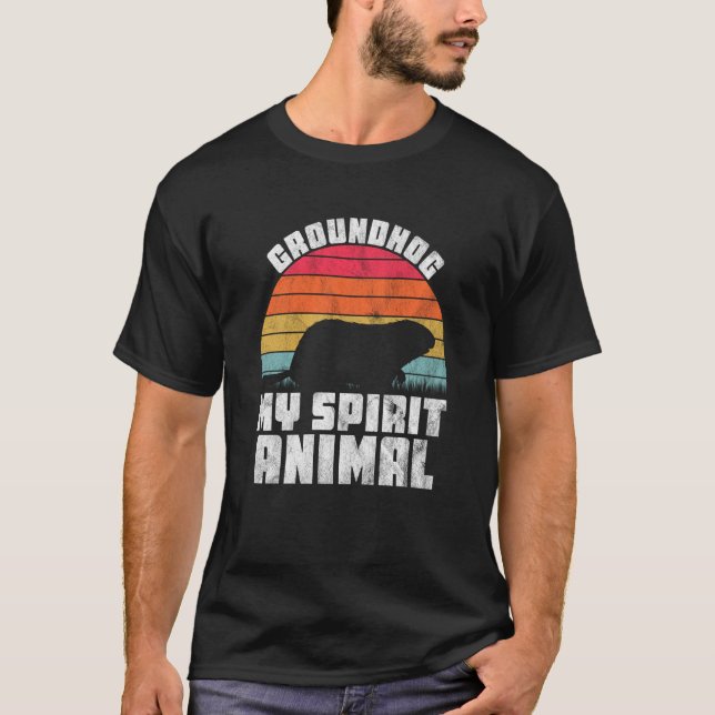 Camiseta Groundhog Is My Spirit Animal Retro Groundhog Day  (Frente)