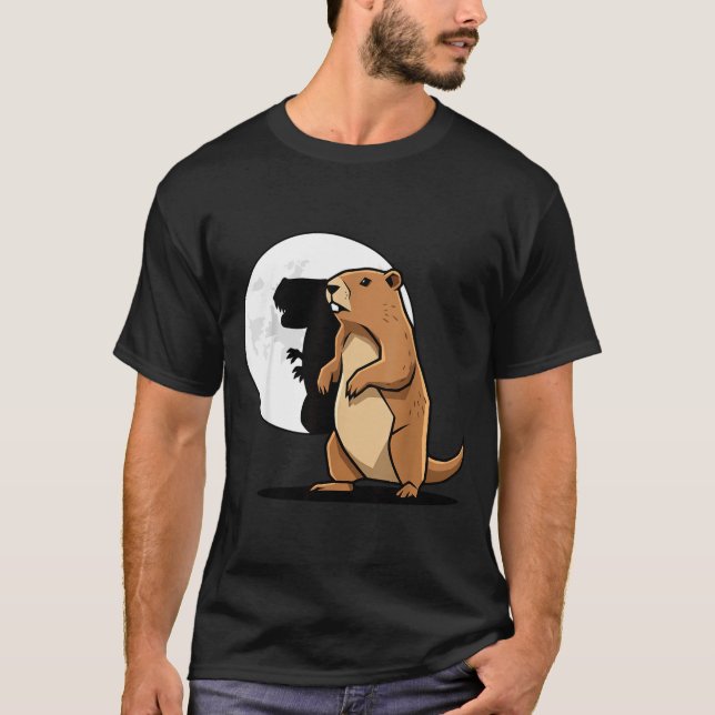 Camiseta Groundhog Shadow Dinosaur Puppet Happy Groundhog D (Frente)