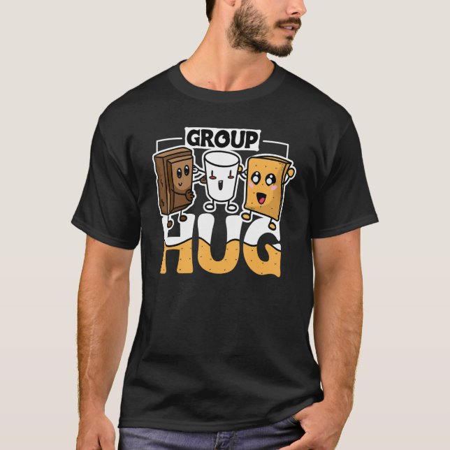 Camiseta Group Hug Smores Camping Marshmallow Design for Ca (Frente)