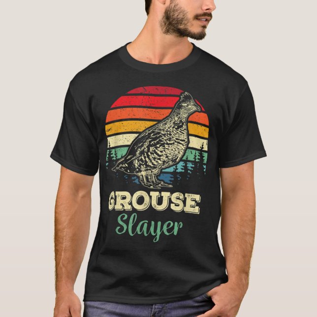 Camiseta Grouse Slayer Funny Ruffed Grouse Bird Hunting Hun (Frente)