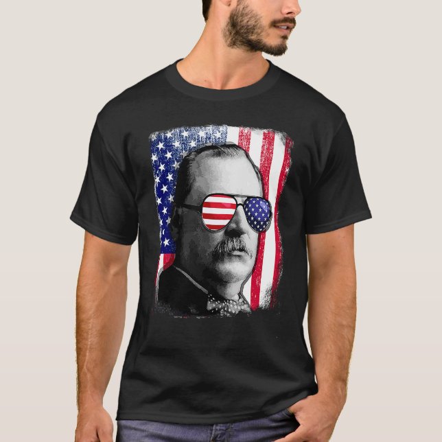 Camiseta Grover Cleveland, bandeira dos EUA, 4 de julho (Frente)