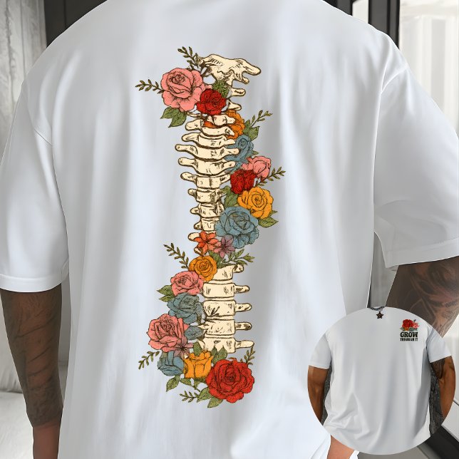 Camiseta Grow Through It Floral Quote Botanical Inspiration (Criador carregado)