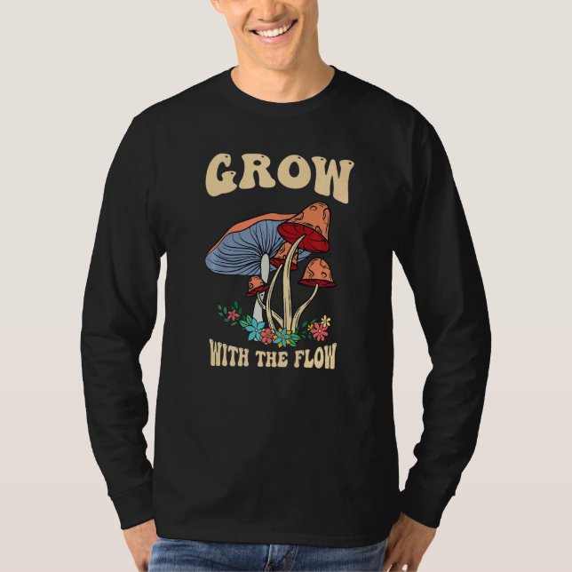 Camiseta Grow With The Flow Magic Psilocybin Mushrooms Vint (Frente)