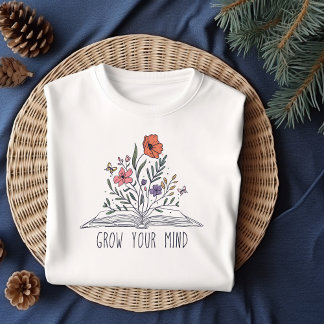 Camiseta Grow your mind Boho Wildflower and book