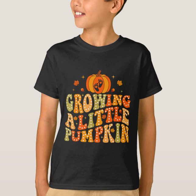 Camiseta Growing A Little Pumpkin Fall Autumn Pregnancy Tha (Frente)