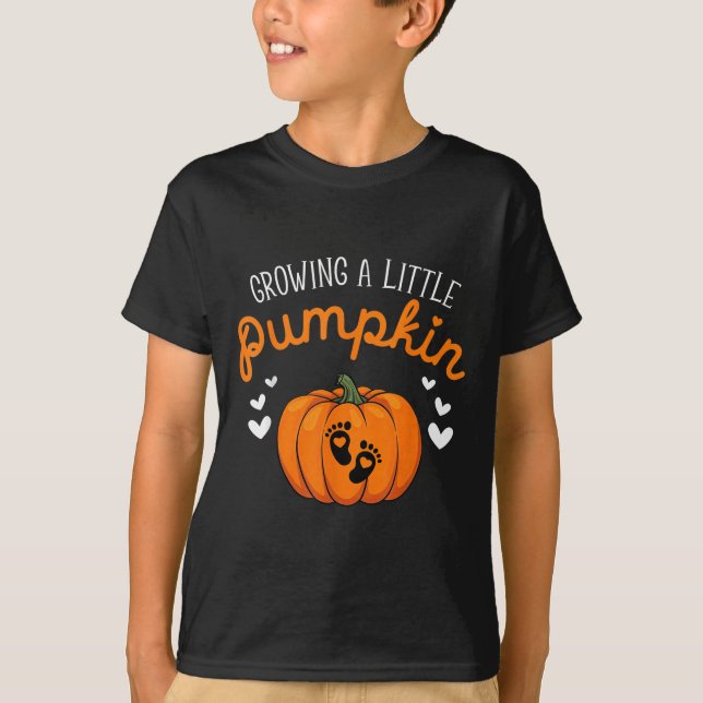 Camiseta Growing A-little Pumpkin Halloween Pregnancy Annou (Frente)