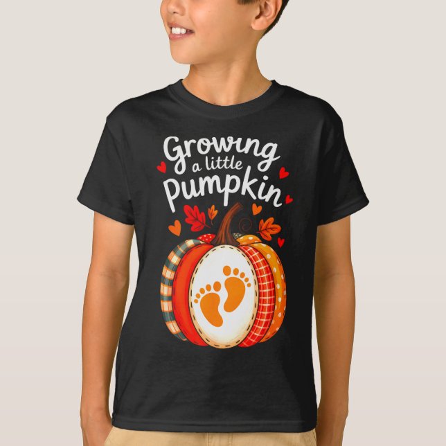 Camiseta Growing A Little Pumpkin Maternity Pregnancy Thank (Frente)