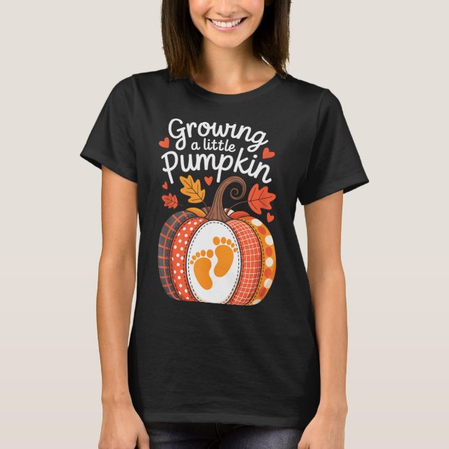 Camiseta Growing A Little Pumpkin Maternity Pregnancy Thank (Frente)