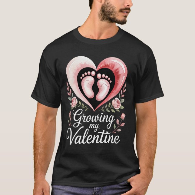 Camiseta Growing My Valentine By Feet Heart Art  (Frente)