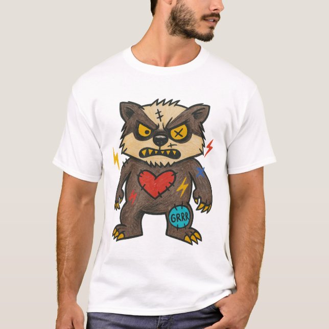 Camiseta GRRR Texugo — Irritado & Adorável (Frente)