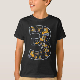 Camiseta grua de aniversário de 3 anos de construção com