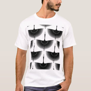 Camiseta Grua Graciosa: Padrão de Pássaro Oriental