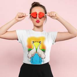 Camiseta Gruas Brancas no Amor Coloridas Leves Mulheres