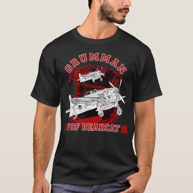 Camiseta Grumman F8F Bearcat Avião-Combatente da Marinha (Frente)
