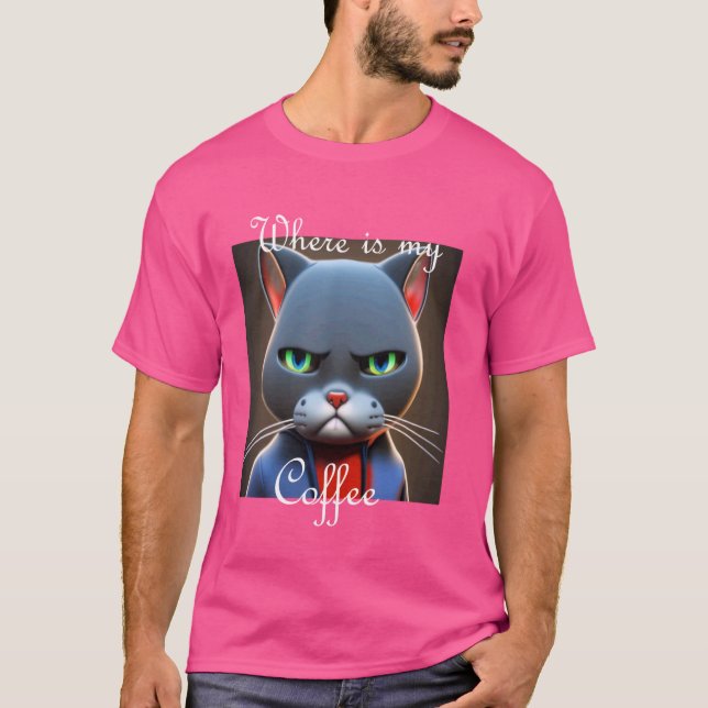 Camiseta Grummelige Katze - Wo ist mein Kaffee [alemão Lang (Frente)