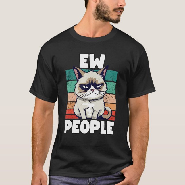 Camiseta Grump Cat  Ew People  Sarcastic Saying (Frente)