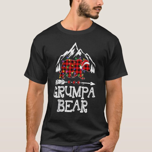 Camiseta Grumpa Bear Buffalo Plaid Matching Family Christma (Frente)