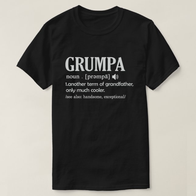 Camiseta Grumpa Definição Engraçada Significa Engraçado Avô (Frente do Design)
