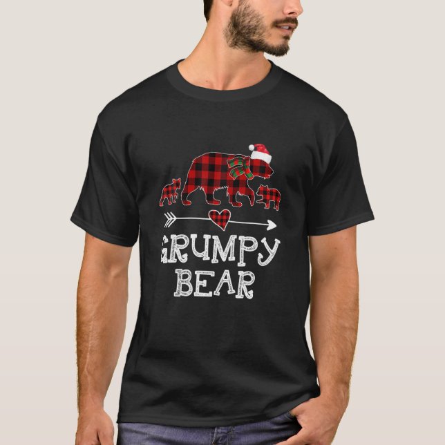 Camiseta Grumpy Bear Christmas Pajama Red Xadrez Buffalo (Frente)