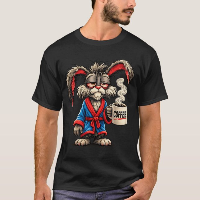 Camiseta Grumpy Bunny Coffee Funny T-Shirt (Frente)