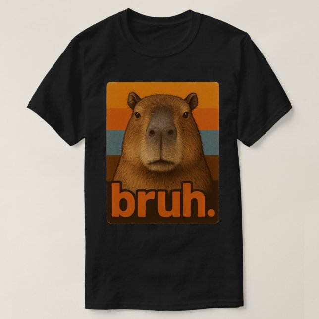 Camiseta Grumpy Capybara “bruh” Meme – Funny Retro Animal  (Frente do Design)
