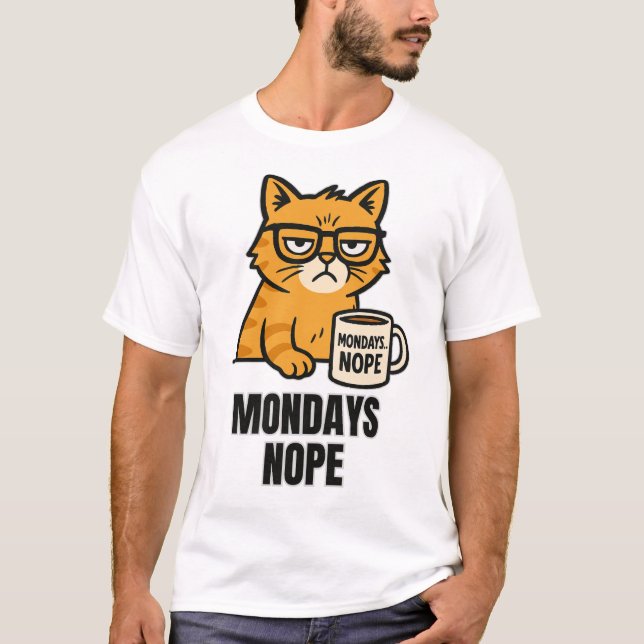 Camiseta Grumpy Cat Coffee Club: segundas-feiras? Não. (Frente)