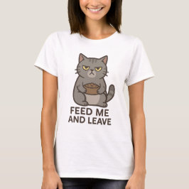 Camiseta Grumpy Cat “Feed Me and Leave” Funny T-Shirt