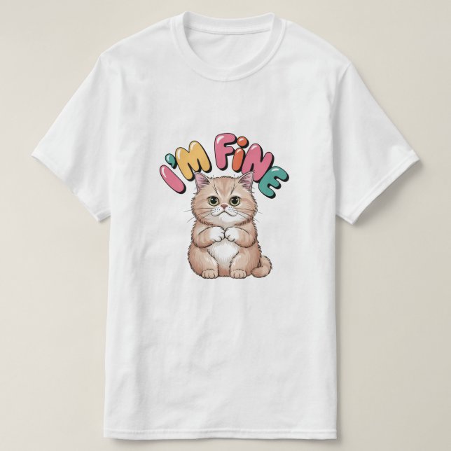 Camiseta Grumpy Cat "I'm Fine" Funny Cartoon Shirt (Frente do Design)