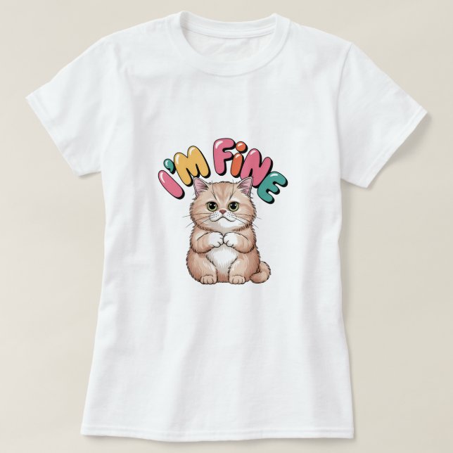 Camiseta Grumpy Cat "I'm Fine" Funny Cartoon Shirt (Frente do Design)